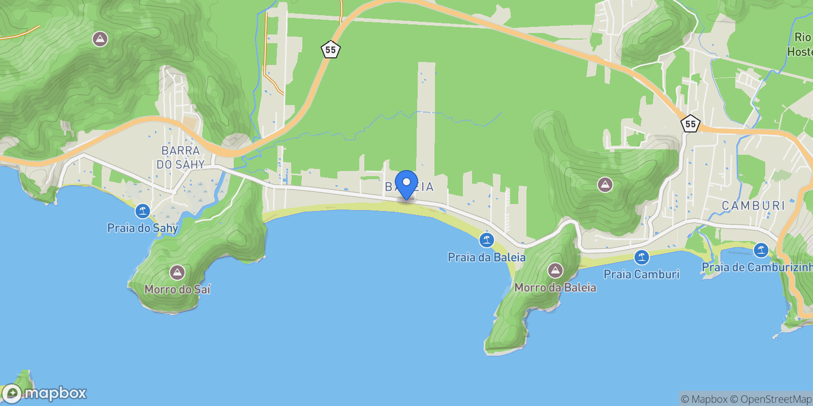 Map showing Deble Luiza Derani Praia da Baleia, São Sebastião, SP 11600-000, São Sebastião, State of São Paulo, Brazil.