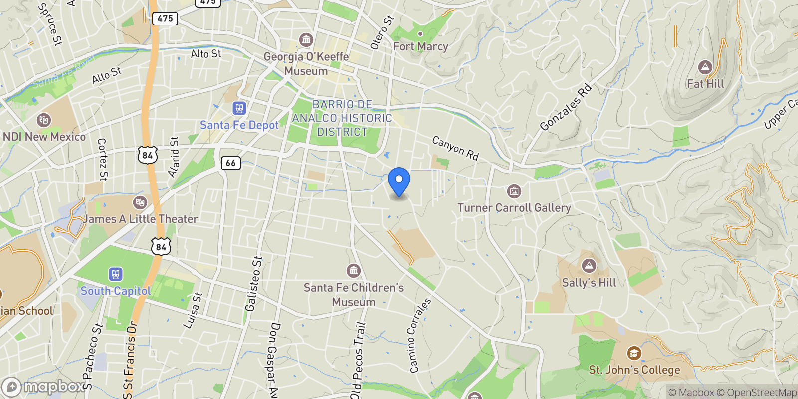 Map showing 556 1/2 Garcia Street, Sanat Fe, NM 87505, Santa Fe, New Mexico, United States.