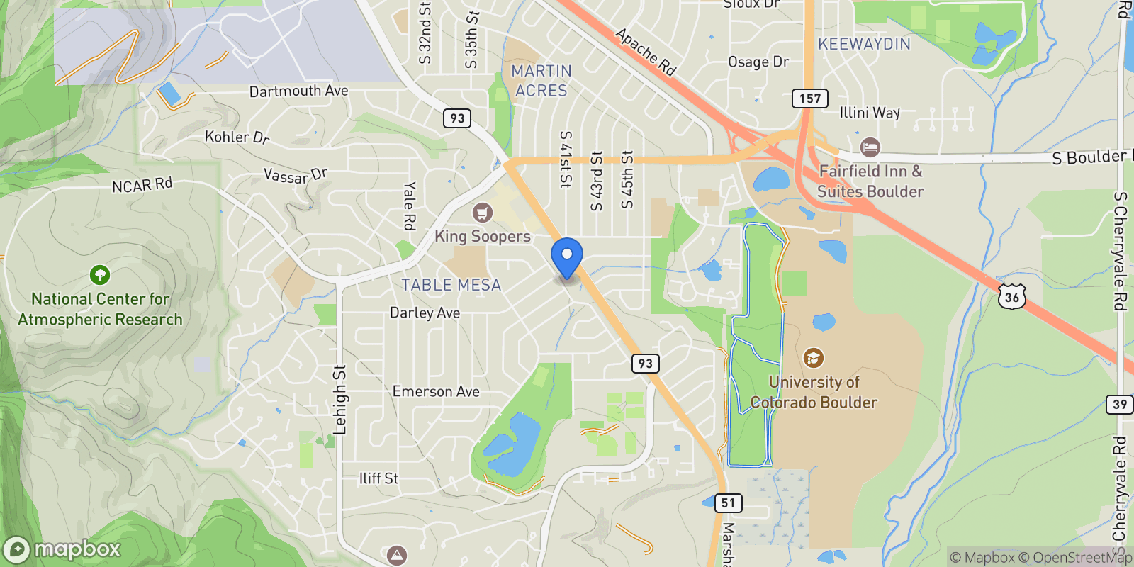 Map showing 960 Toedtli Drive, Boulder, CO 80305, Boulder, Colorado, United States.