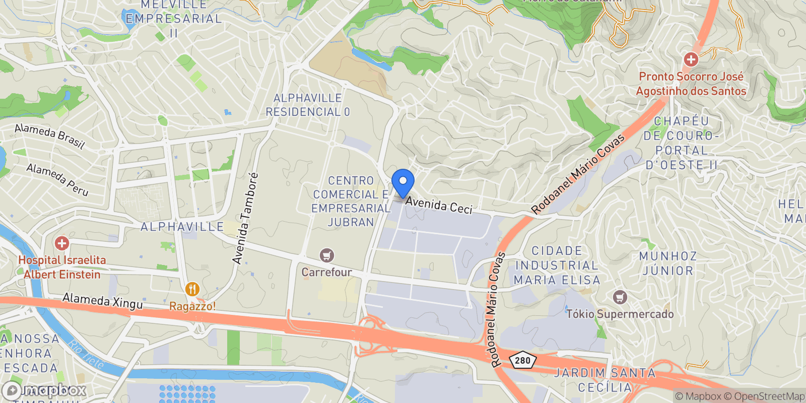 Map showing Avenida Ceci Alphaville, Barueri, SP 06460-120, Barueri, State of São Paulo, Brazil.