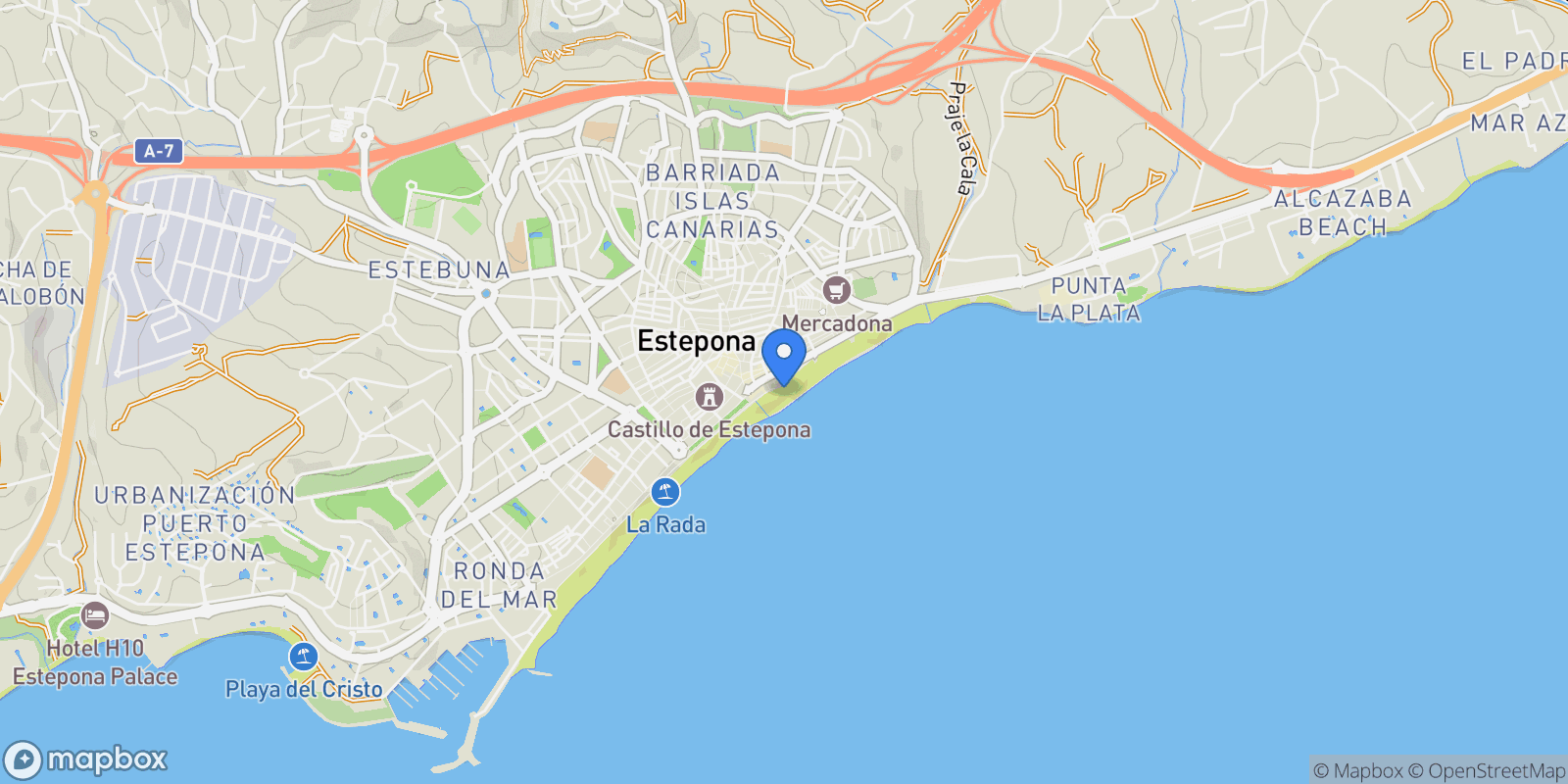 Map showing Málaga, Estepona, Andalusia, Spain.