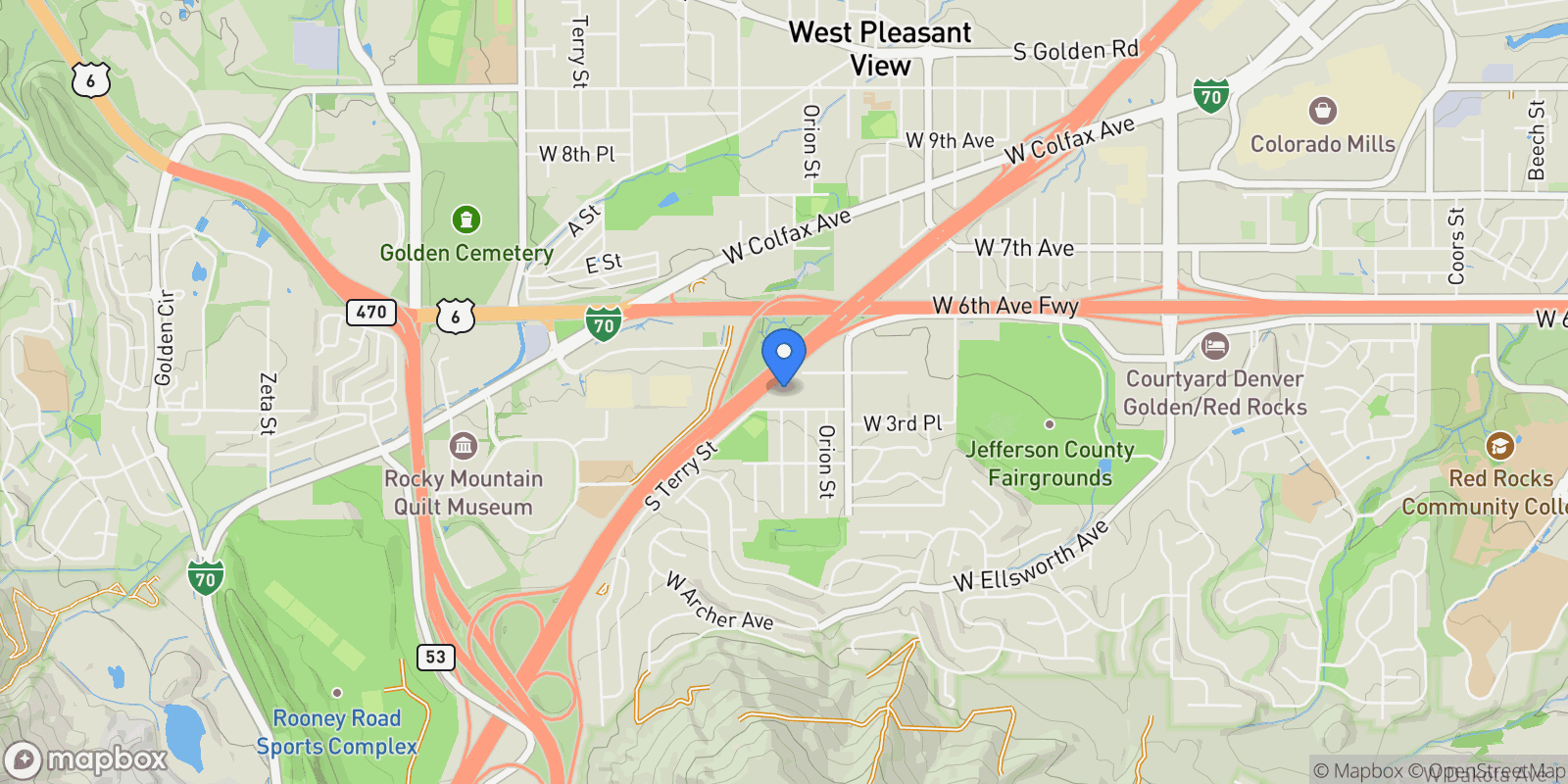 Map showing 425 Pike Street, Golden, CO 80401, Golden, Colorado, United States.
