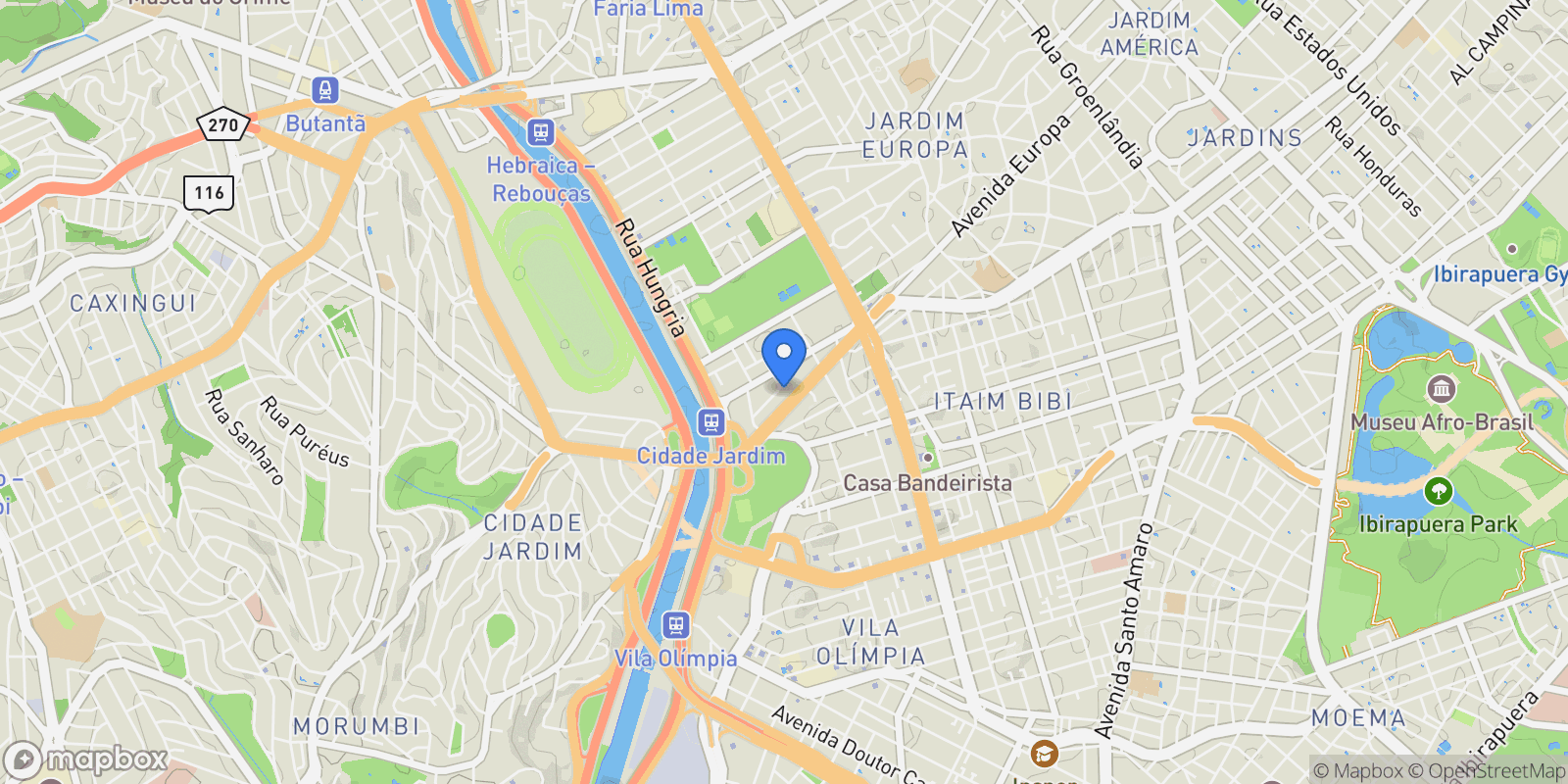 Map showing Rua Frederic Chopin Jardim Europa, São Paulo, SP 01454-030, São Paulo, State of São Paulo, Brazil.