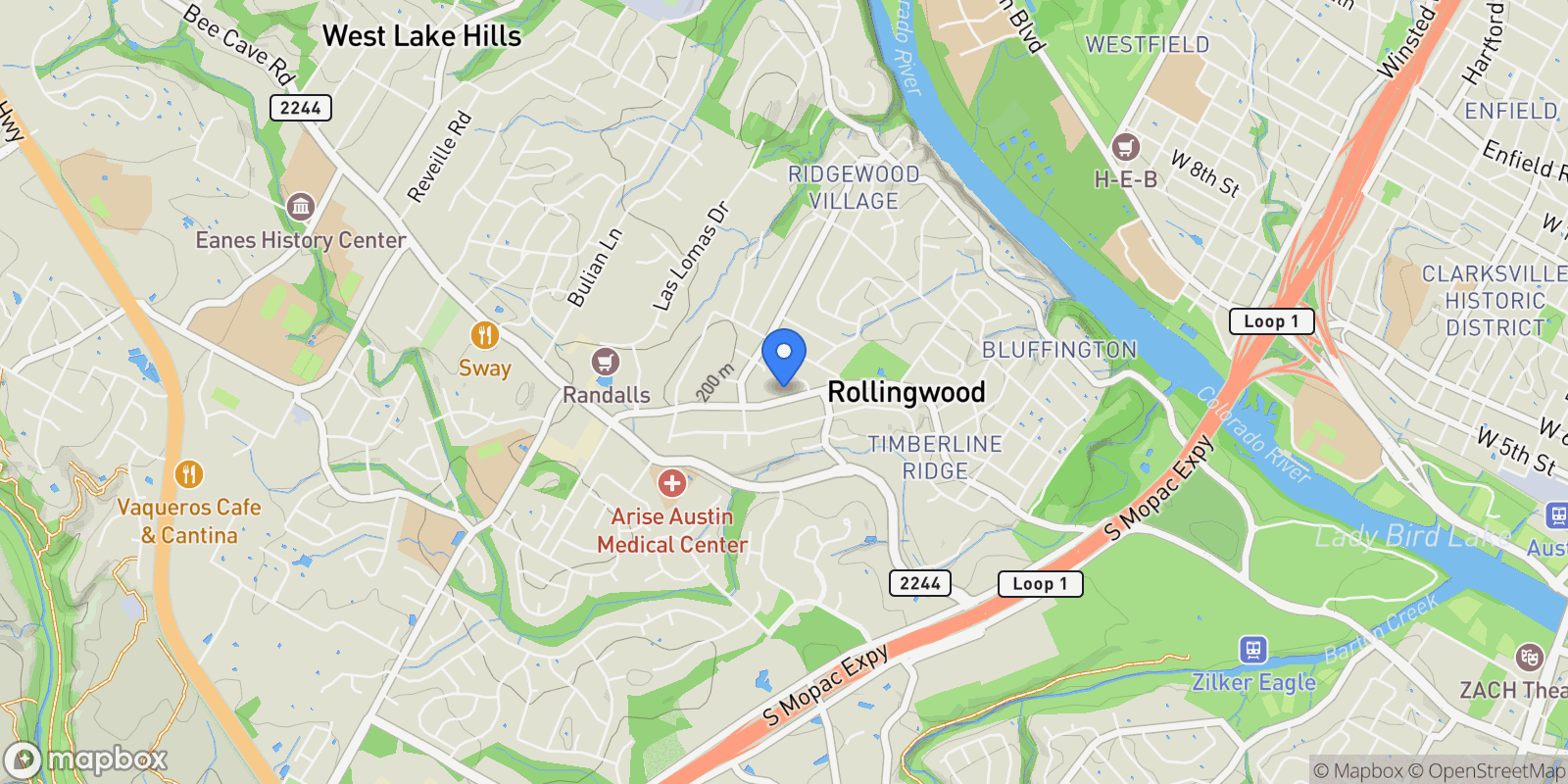 Map showing 4907 Rollingwood Dr, Austin, TX, 78746, USA, Austin, Texas, United States.
