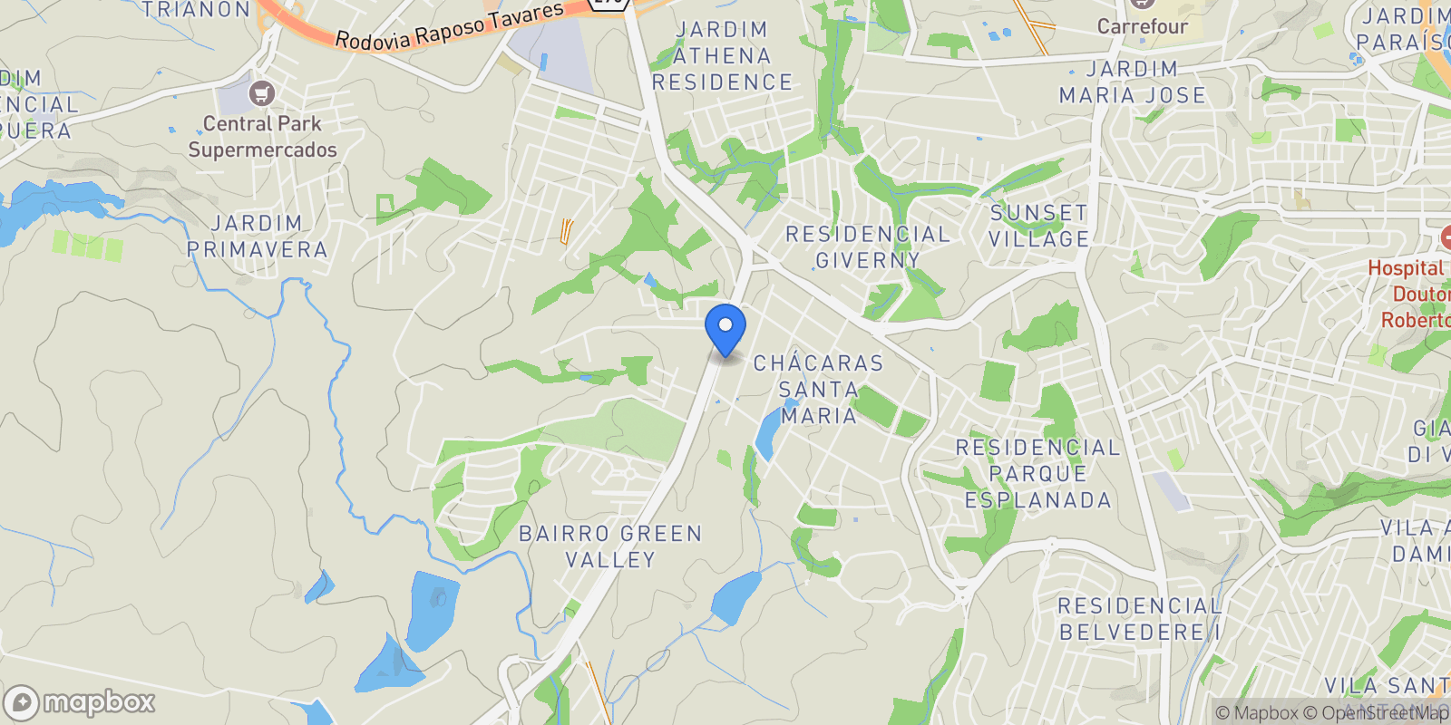 Map showing Rodovia João Leme dos Santos Chácara Santa Maria, Sorocaba, SP 18119-001, Jardim Residencial, State of São Paulo, Brazil.