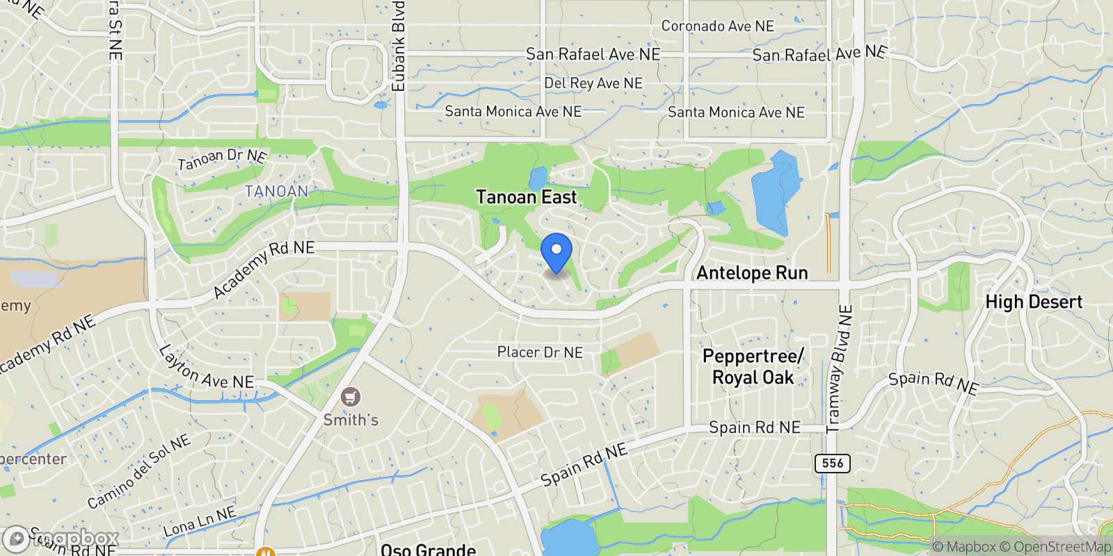Map showing 11108 Double Eagle Ne, Albuquerque, NM 87111, Albuquerque, New Mexico, United States.