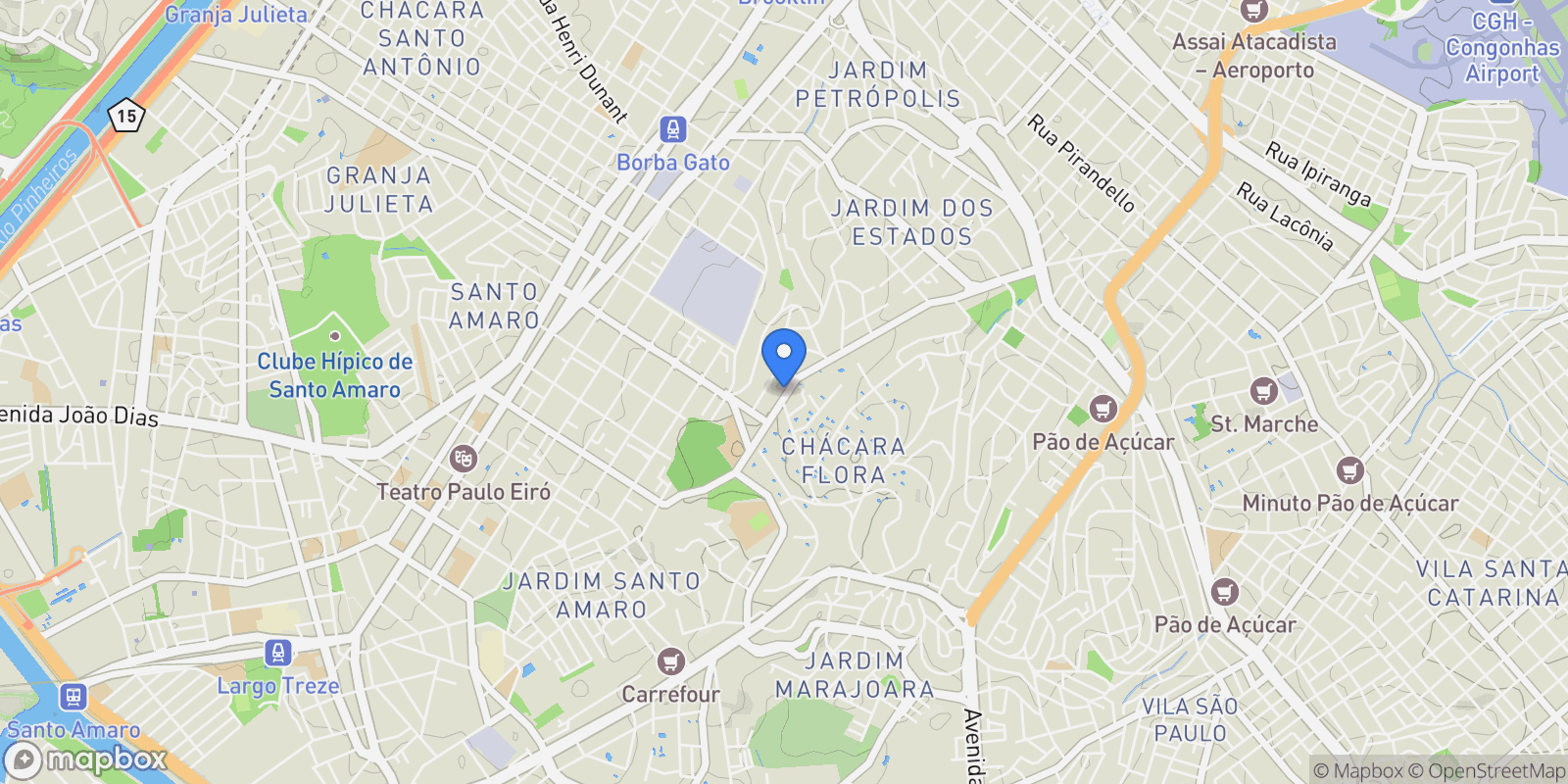 Map showing Rua Visconde de Porto Seguro Alto da Boa Vista, São Paulo, SP 04642-000, São Paulo, State of São Paulo, Brazil.