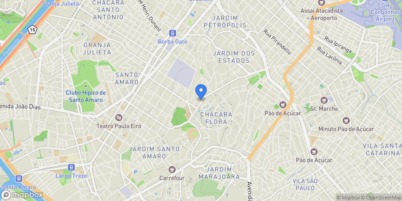 Map showing Rua Visconde de Porto Seguro Alto da Boa Vista, São Paulo, SP 04642-000, São Paulo, State of São Paulo, Brazil.