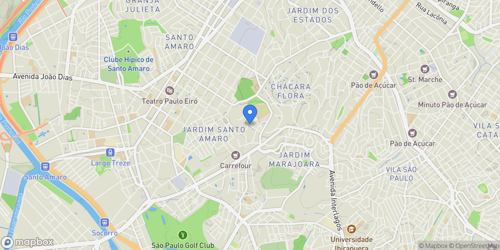 Map showing Rua Teixeira de Freitas Alto da Boa Vista, São Paulo, SP 04748-030, São Paulo, State of São Paulo, Brazil.