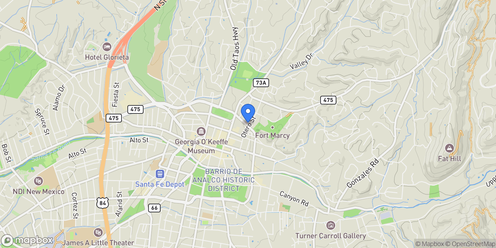 Map showing 517 Paseo De Peralta , Santa Fe, NM 87501, Santa Fe, New Mexico, United States.
