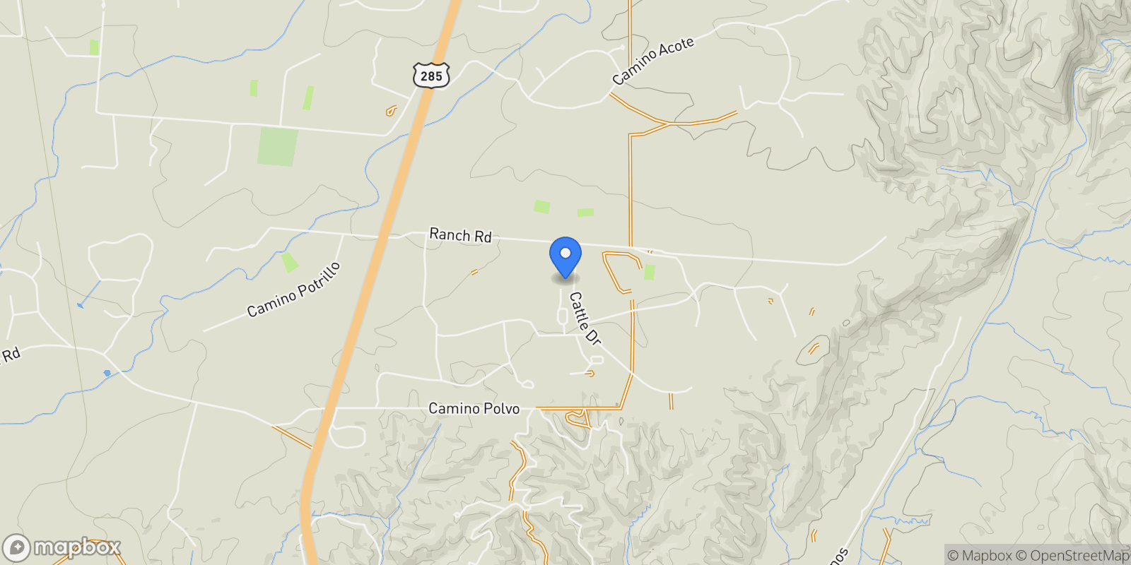 Map showing 11 N Rancho De Bosque, Santa Fe, NM 87540, Lamy, New Mexico, United States.