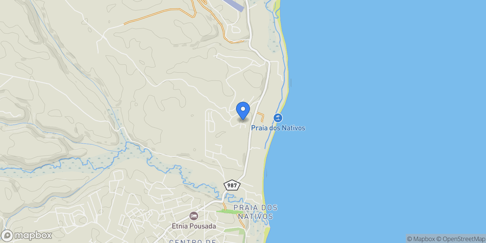Map showing Condomínio Vale dos Segredos Praia dos Nativos, Trancoso, BA 45818-000, State of Bahia, Brazil.