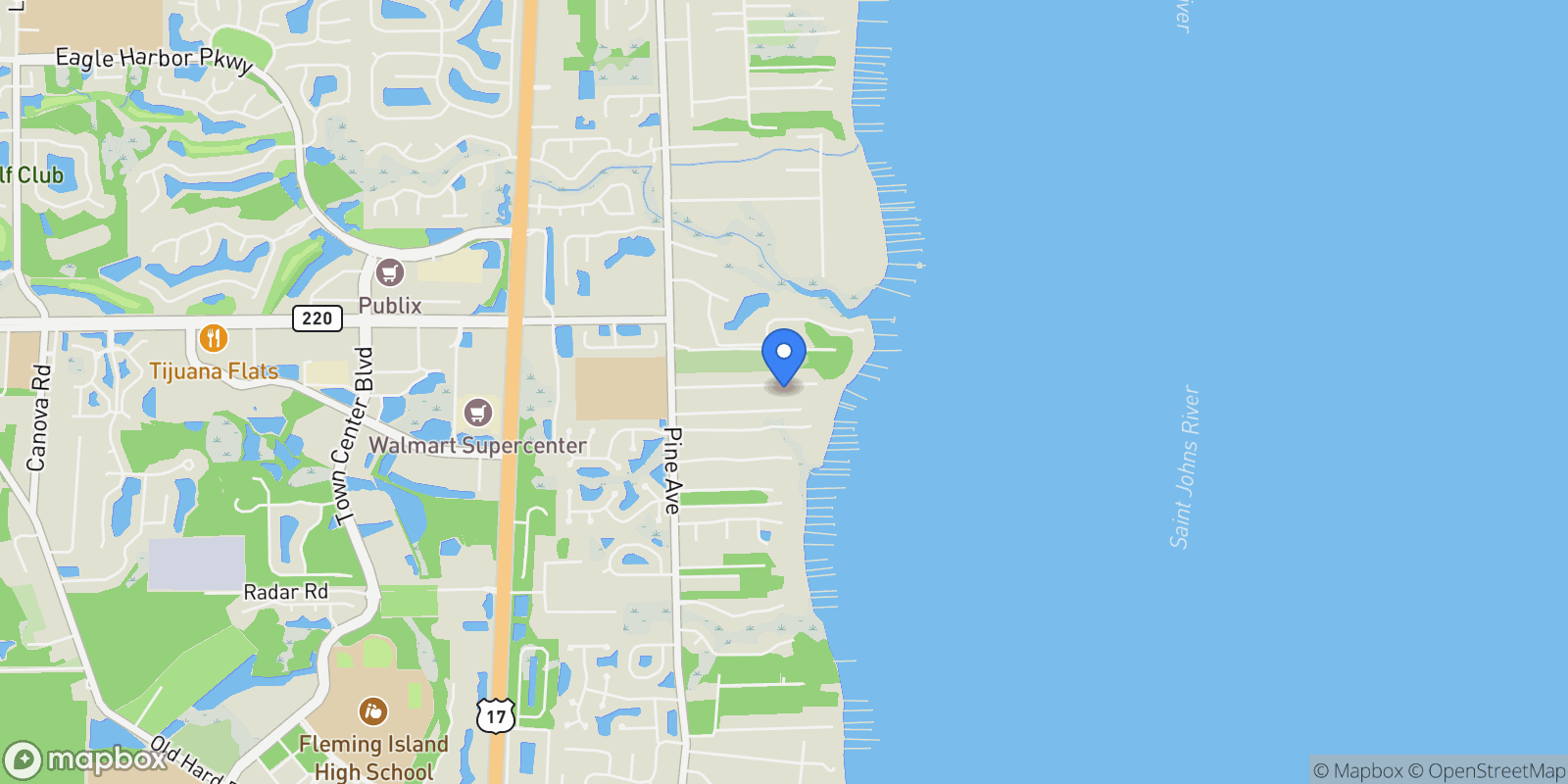 Map showing 234 Eventide Drive, Fleming Island, FL 32003, Orange Park, Florida, United States.