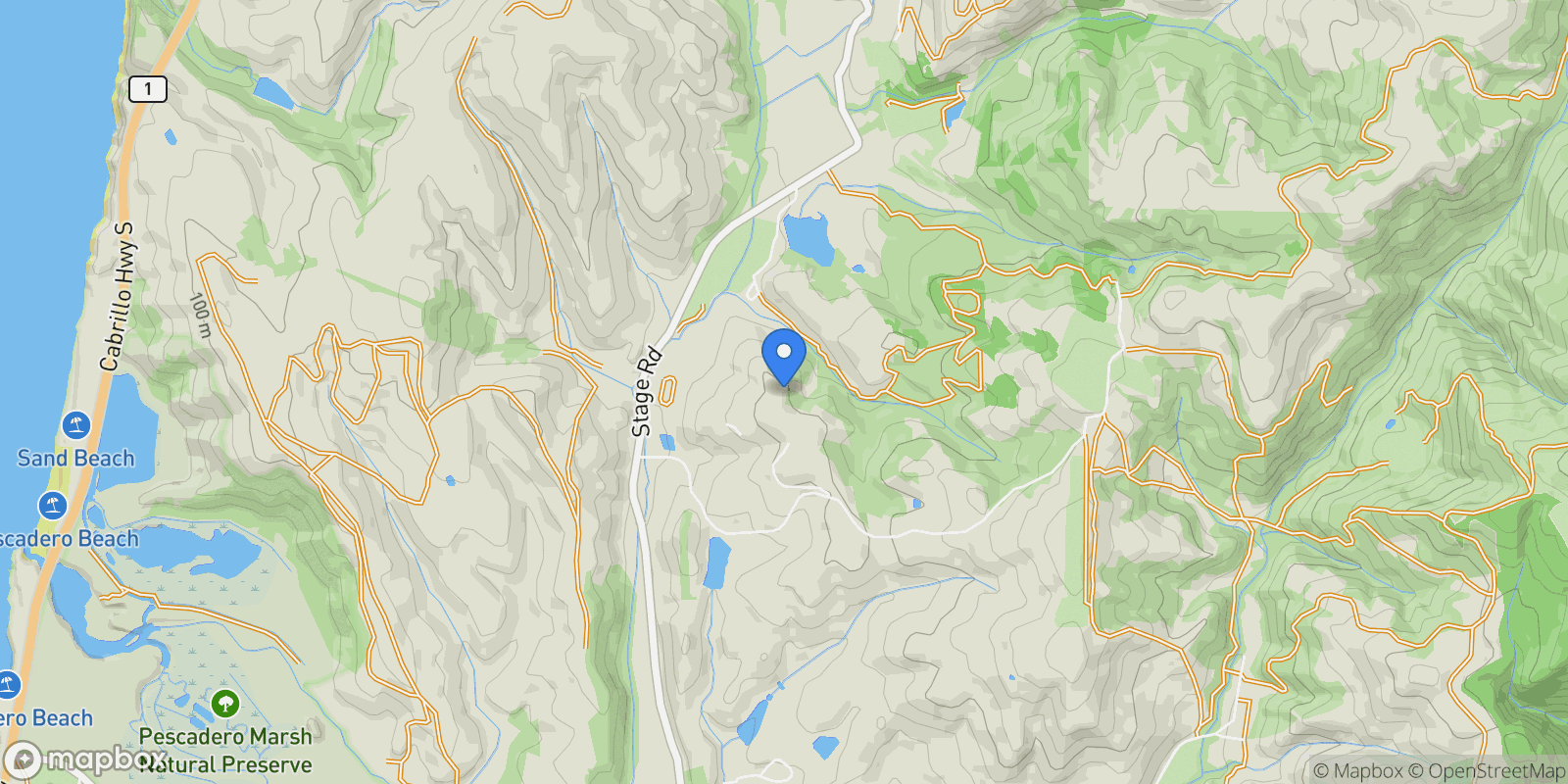 Map showing 1650 Stage Road, Pescadero, California, United States.