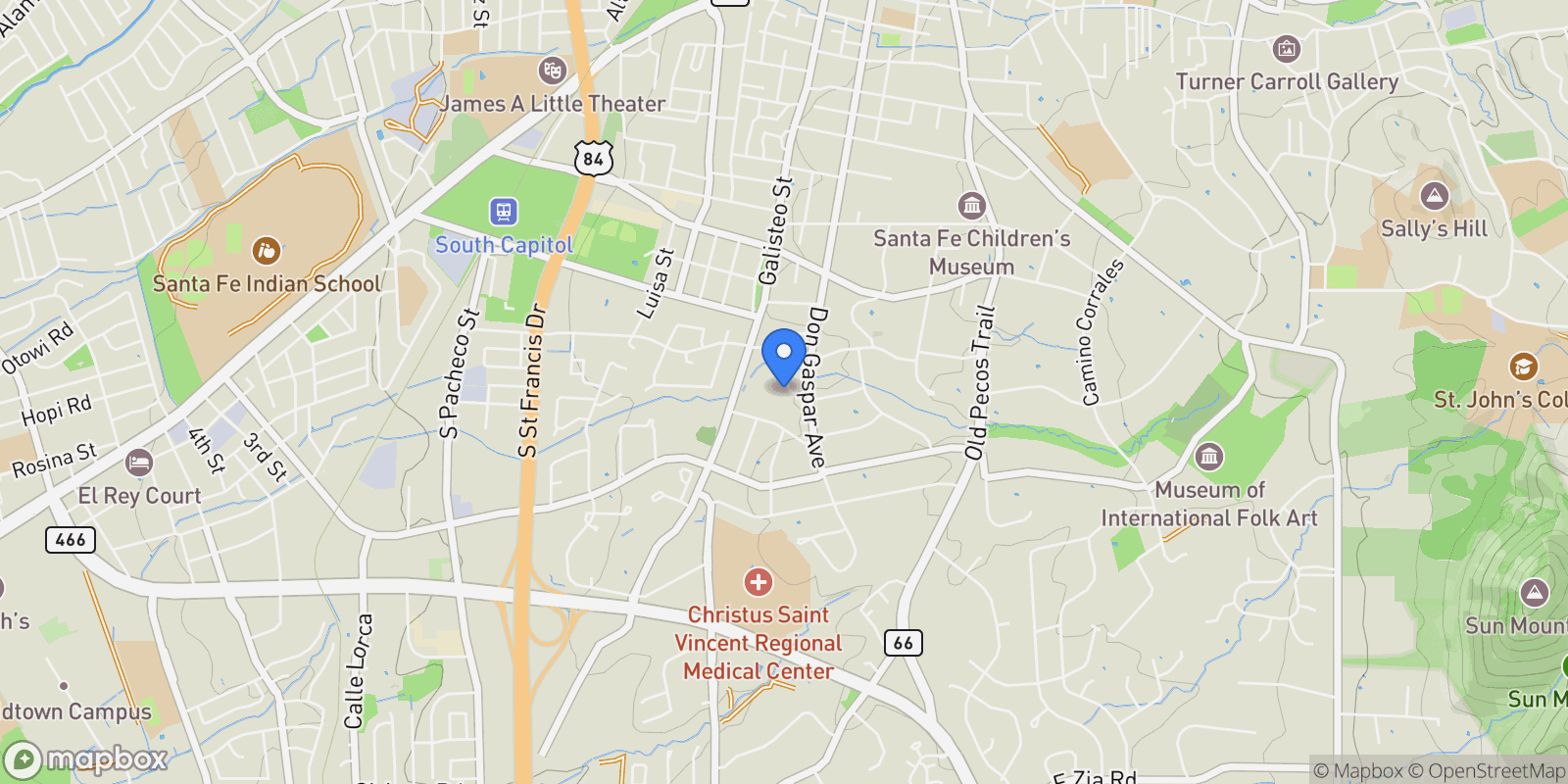 Map showing 109 Calle Royale , Santa Fe, NM 87505, Santa Fe, New Mexico, United States.