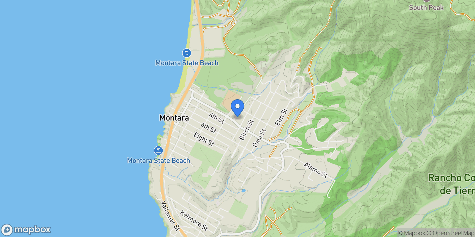 Map showing 1161 Tamarind Street, Montara, California, United States.