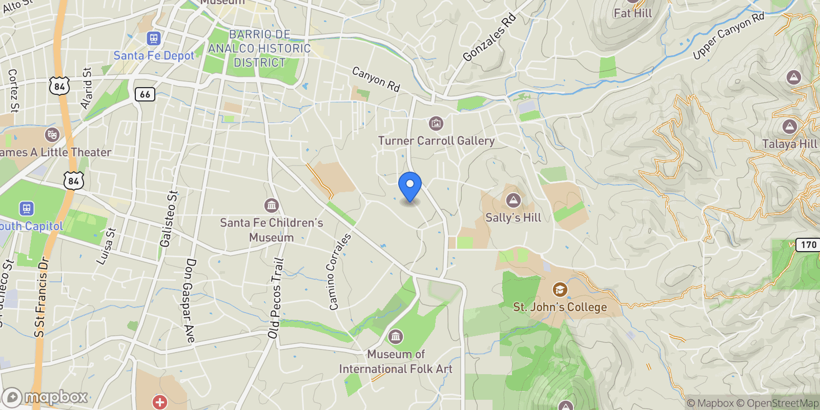 Map showing 620 Camino Rancheros, Santa Fe, NM 87505, Santa Fe, New Mexico, United States.