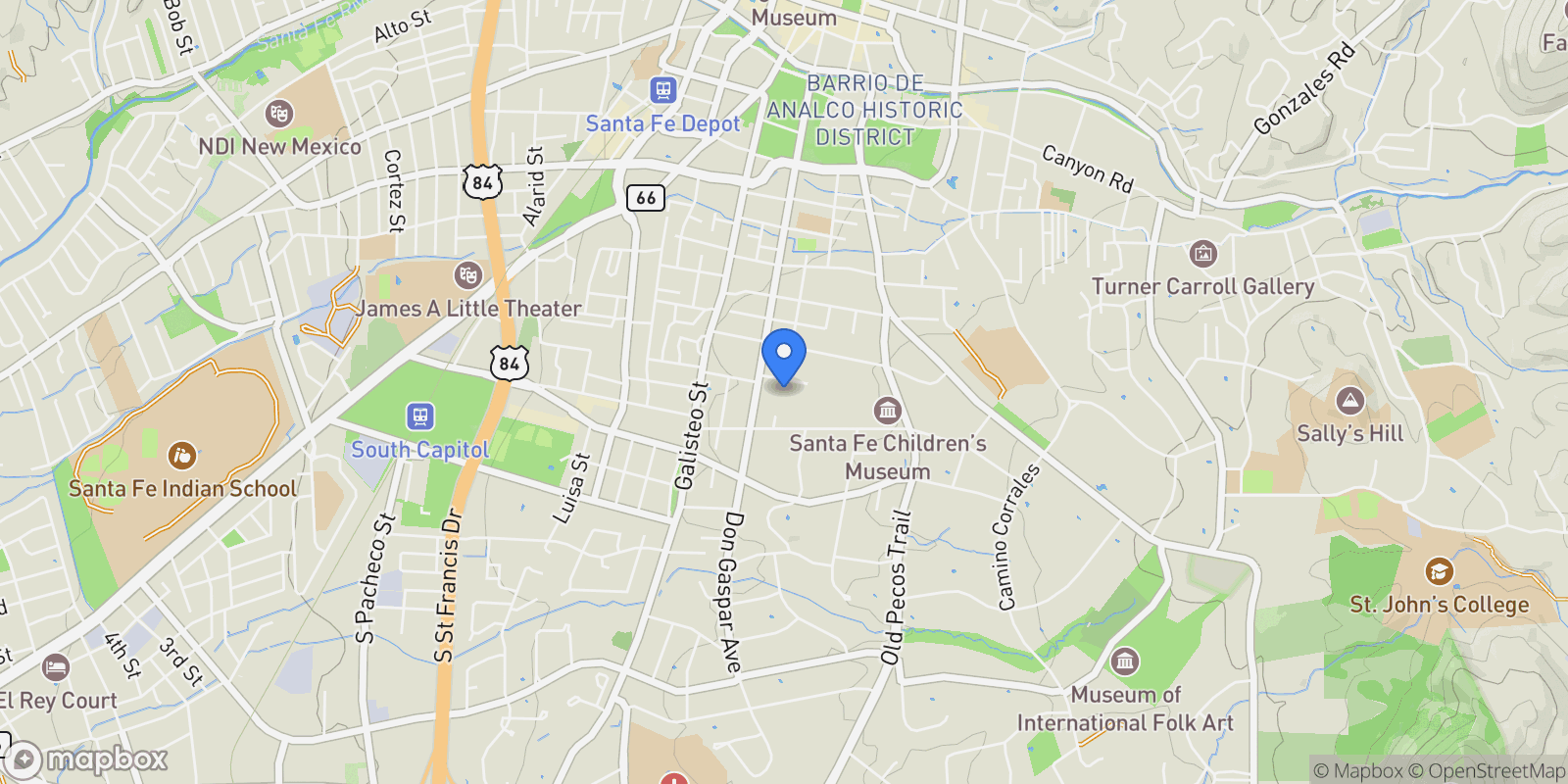 Map showing 114-B Valencia Road, Santa Fe, NM 87505, Santa Fe, New Mexico, United States.