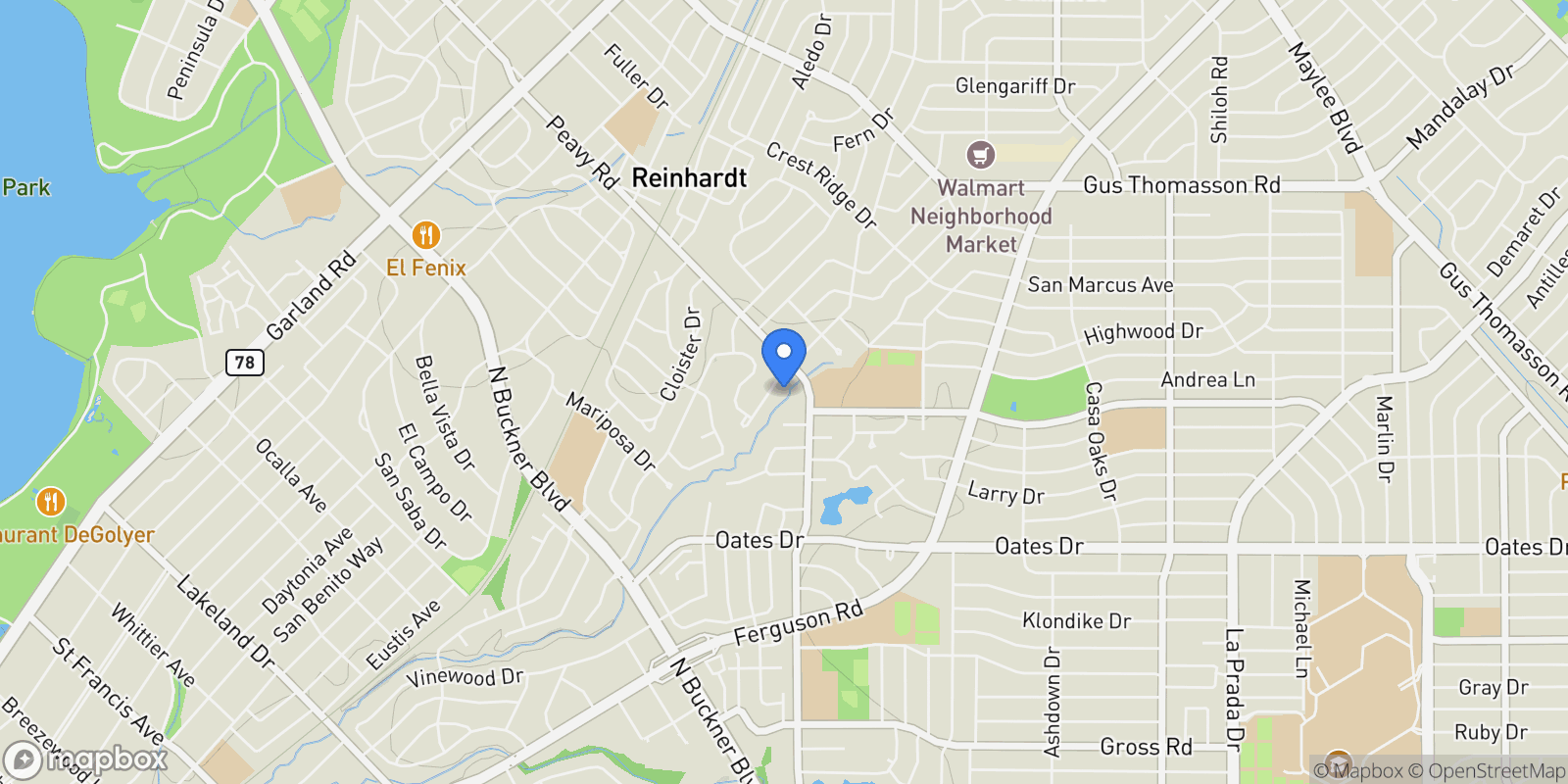 Map showing 9918 Coldwater Circle, Dallas, Texas, United States.