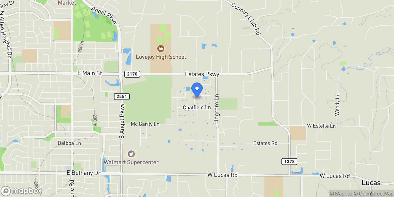 Map showing 1823 Marchmont Drive, Allen, Texas, United States.