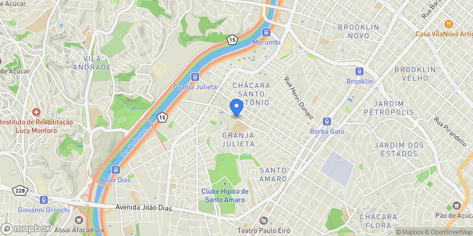 Map showing Rua Verbo Divino Chácara Santo Antônio, São Paulo, SP 04719-905, São Paulo, State of São Paulo, Brazil.