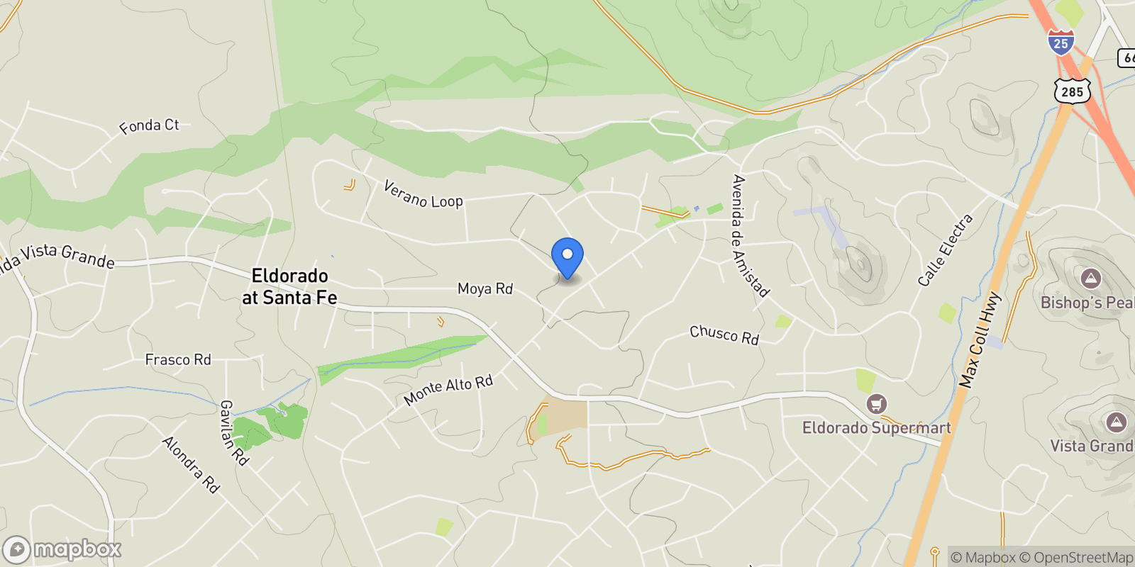 Map showing 20 Avenida Del Monte Alto, Santa Fe, NM 87508, Santa Fe, New Mexico, United States.