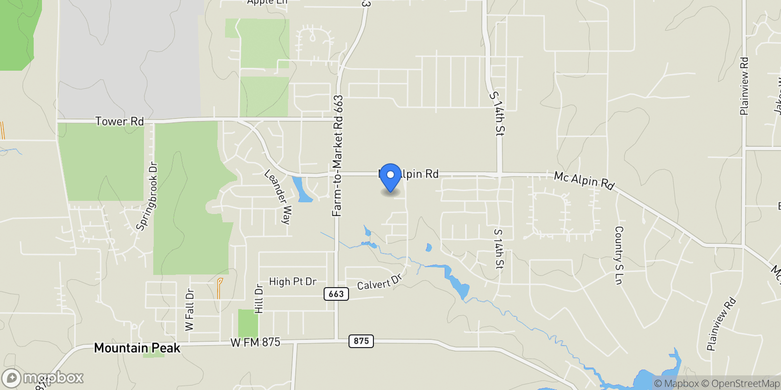 Map showing 411 Kinnerton Court, Midlothian, Texas, United States.