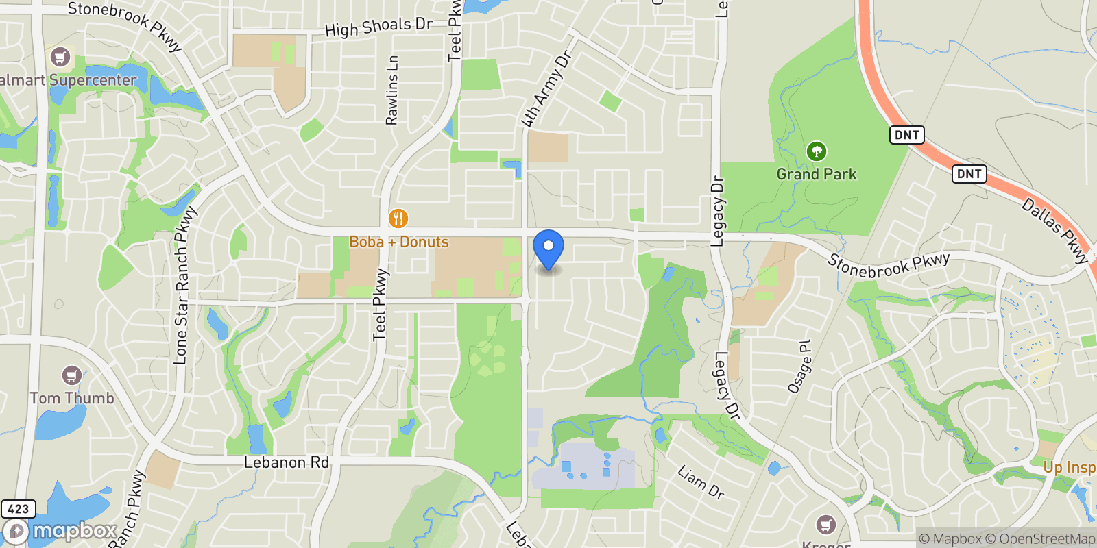 Map showing 6309 Hall Road, Frisco, Texas, United States.