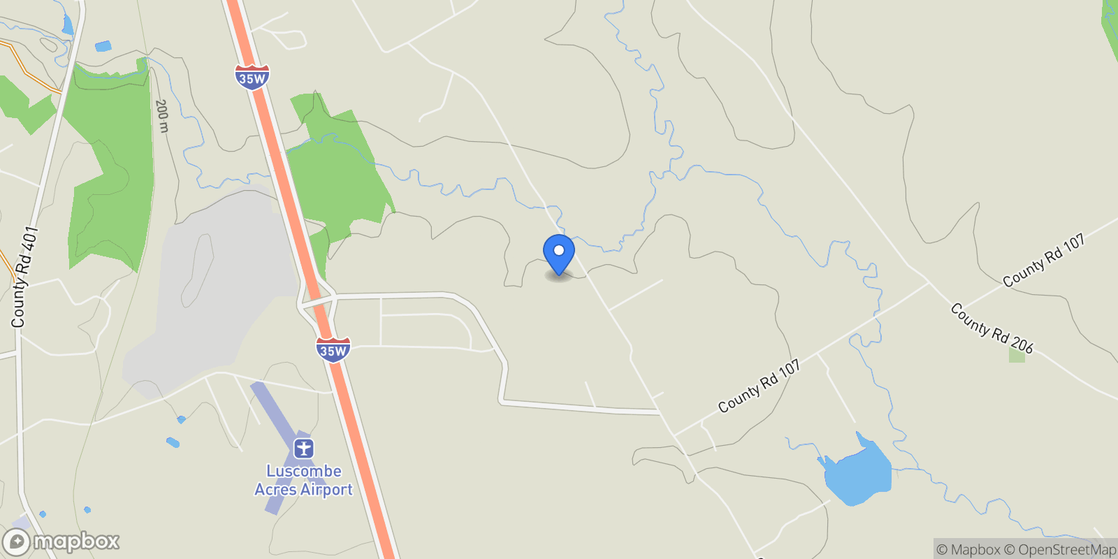 Map showing 8855 County Road 107, Grandview, Texas, United States.