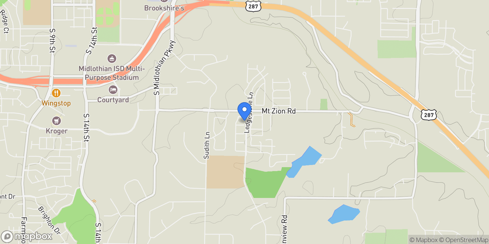 Map showing 2209 Lyons, Midlothian, Texas, United States.
