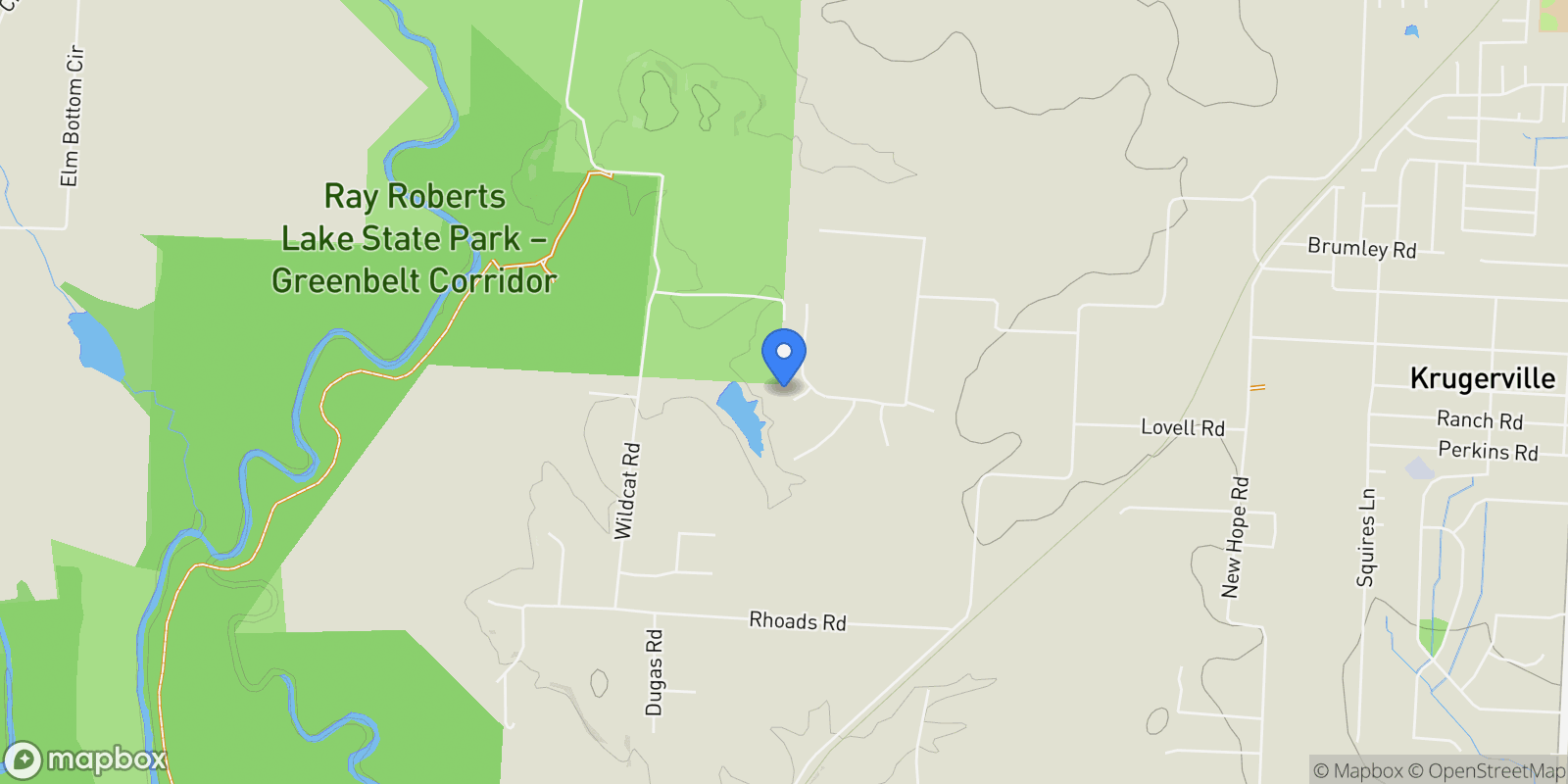 Map showing 4770 Hidden Oaks Circle, Cross Roads, Texas, United States.