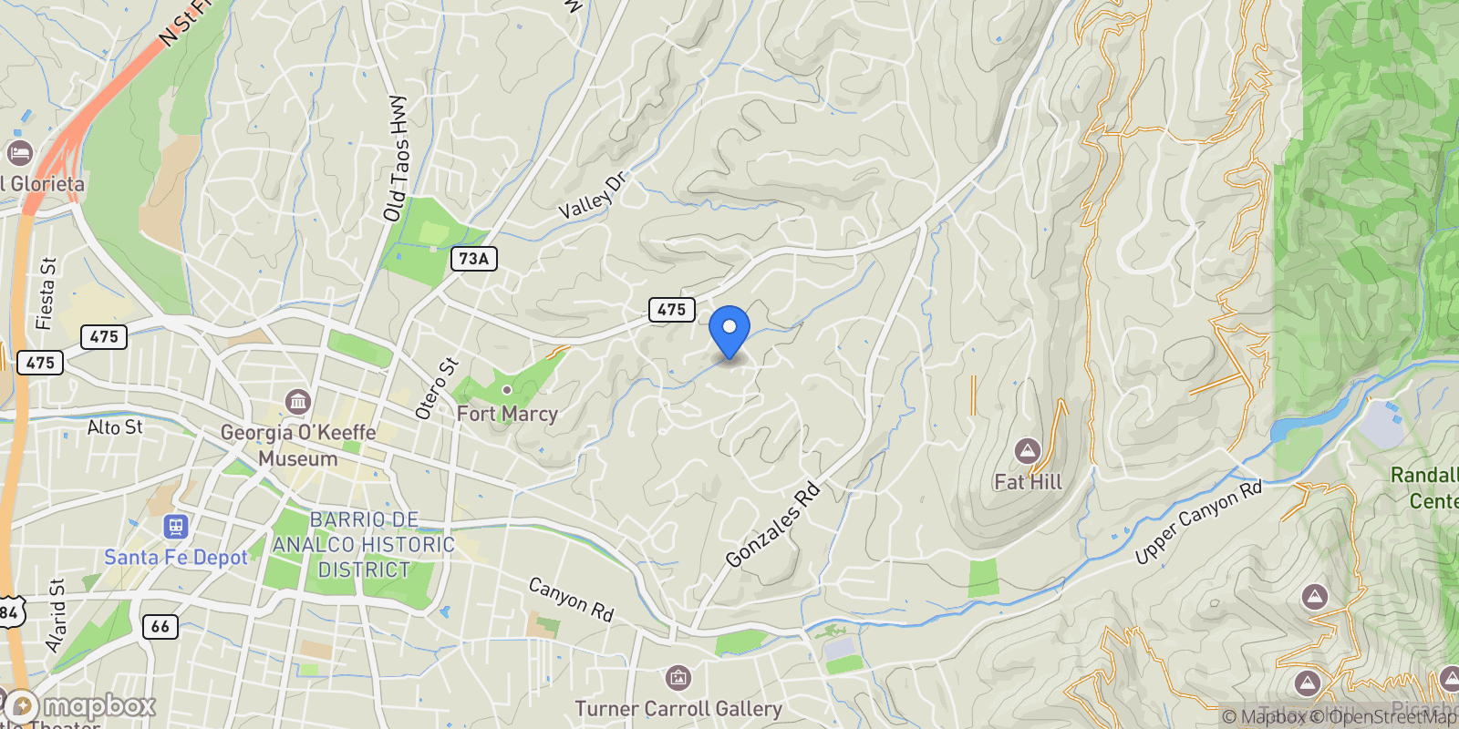 Map showing 761 Aspen Compound, Santa Fe, NM 87501, Santa Fe, New Mexico, United States.