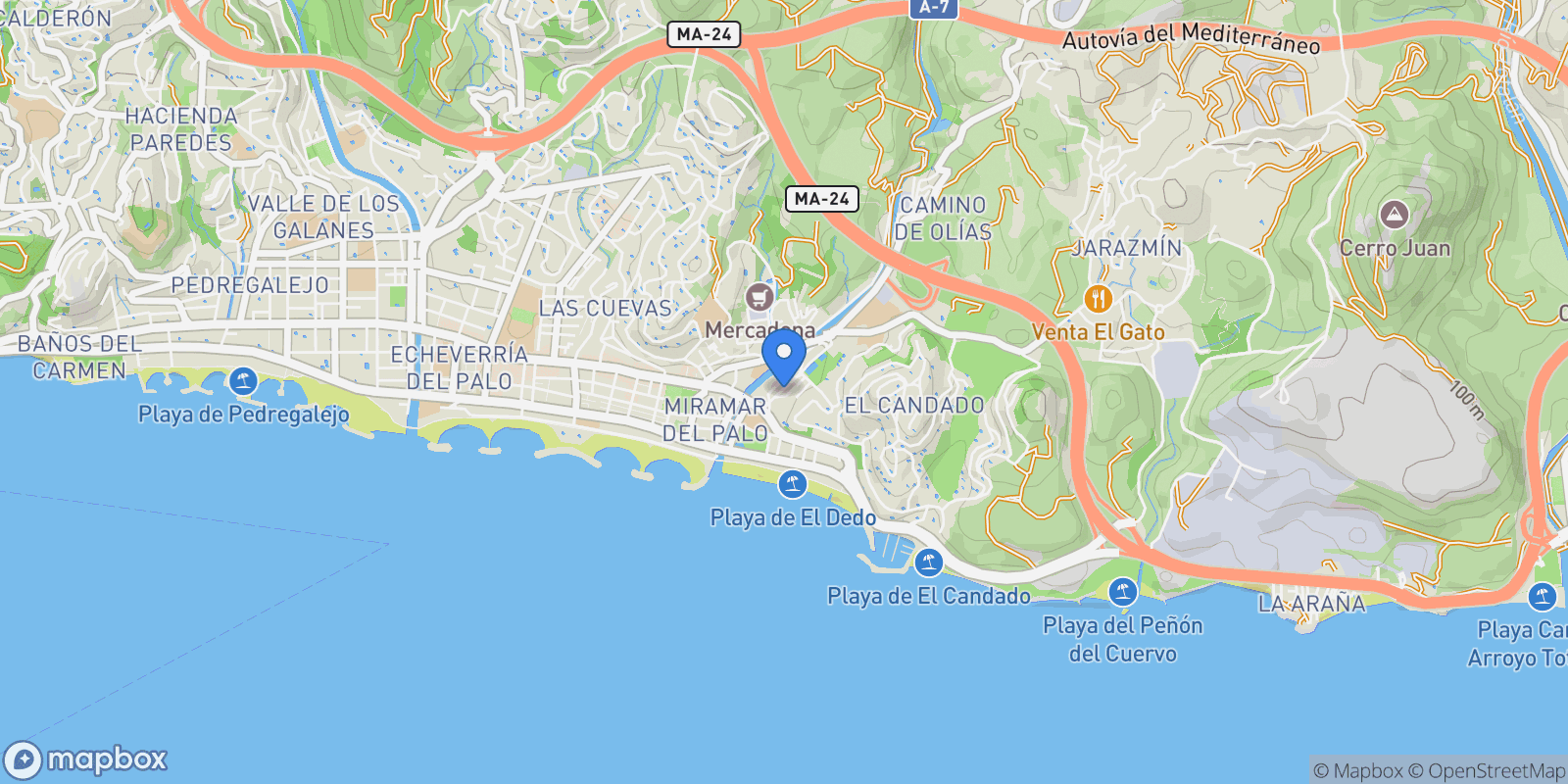 Map showing Málaga, Este, Malaga, Spain.
