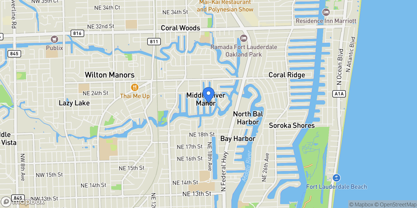 Map showing 2156 NE 18th Ave, Wilton Manors, Florida, United States.