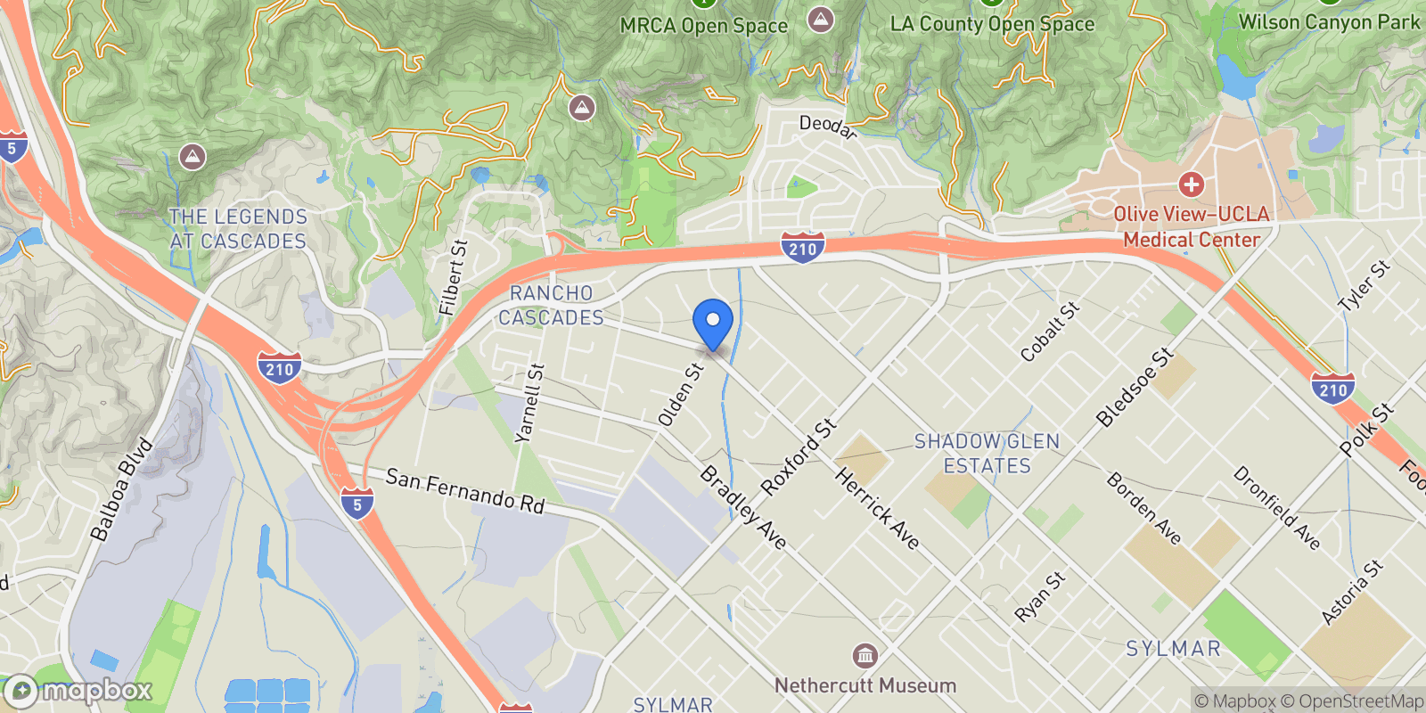 Map showing 13615 Herrick Avenue, Los Angeles, California, United States.
