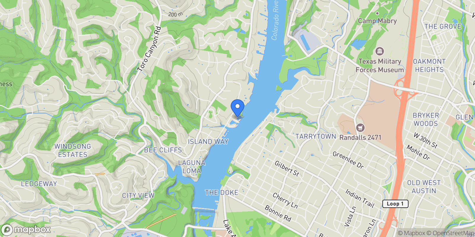 Map showing 2503 Westlake Dr #201, Austin, TX, 78746, USA, Austin, Texas, United States.