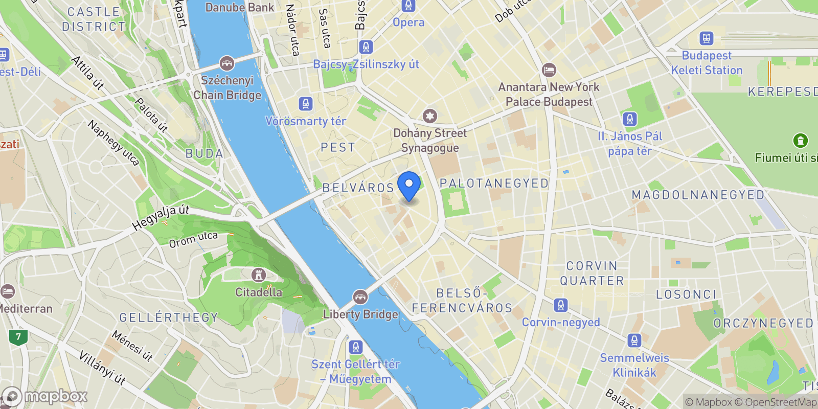 Map showing Kecskeméti, Budapest, Budapest, Hungary.