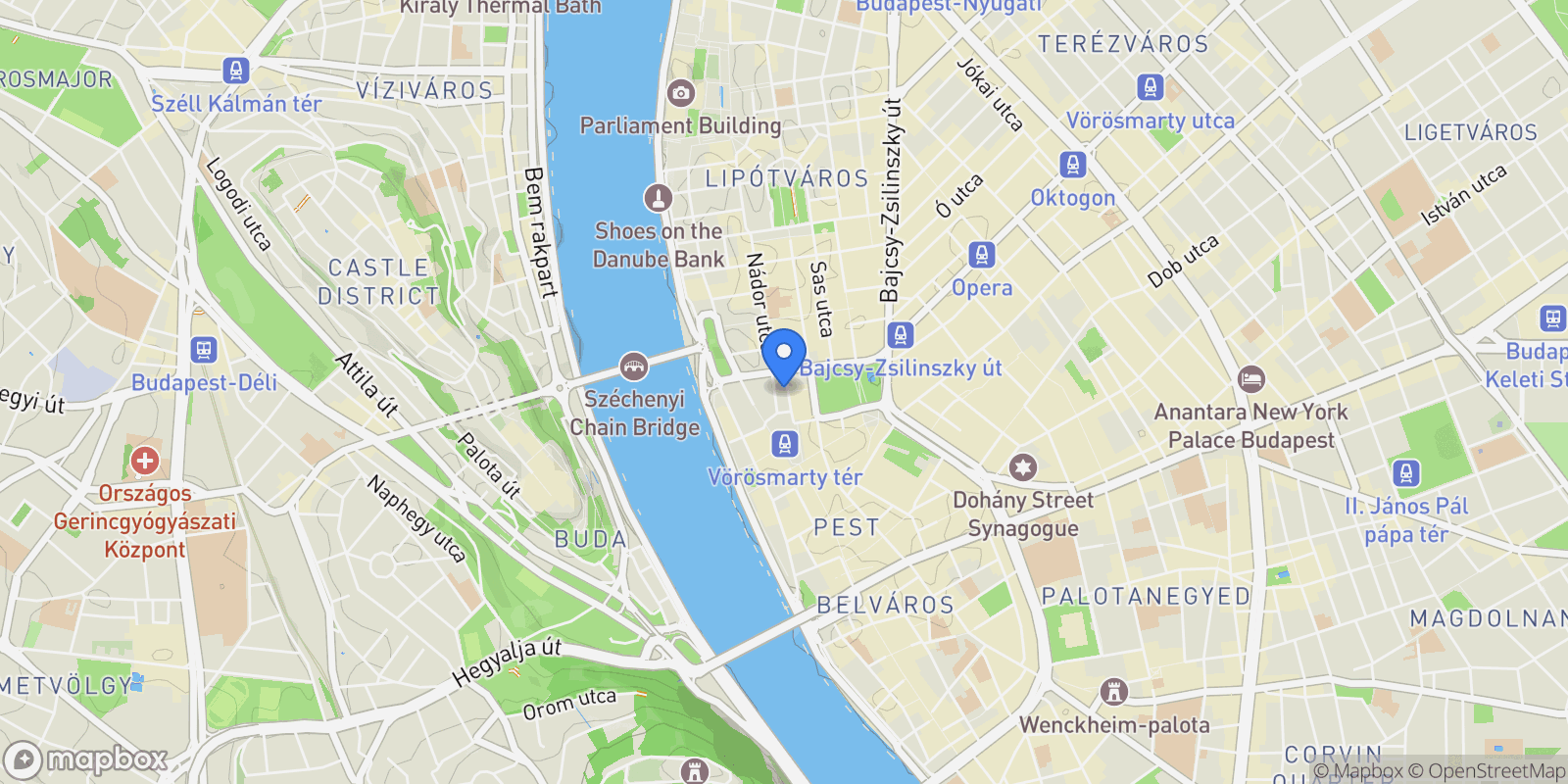 Map showing József Nádor tér, Budapest, Budapest, Hungary.