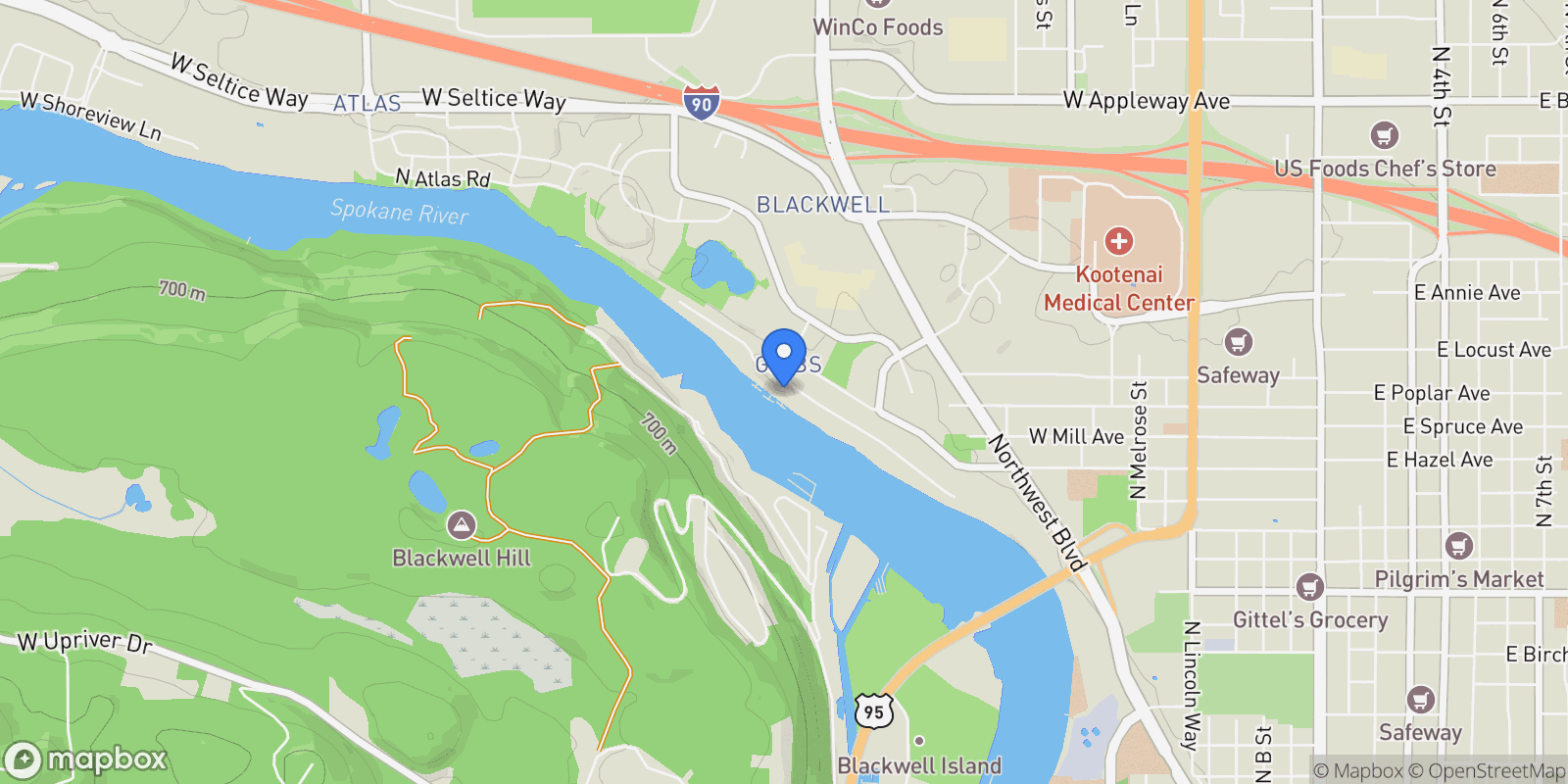 Map showing 1884 W BELLERIVE LN , #313, Coeur d'Alene, ID 83814, Coeur d'Alene, Idaho, United States.