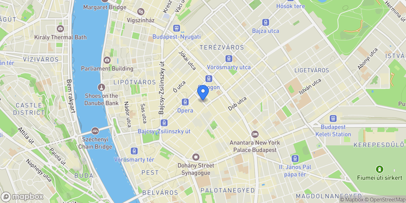 Map showing Nagymező, Budapest, Budapest, Hungary.