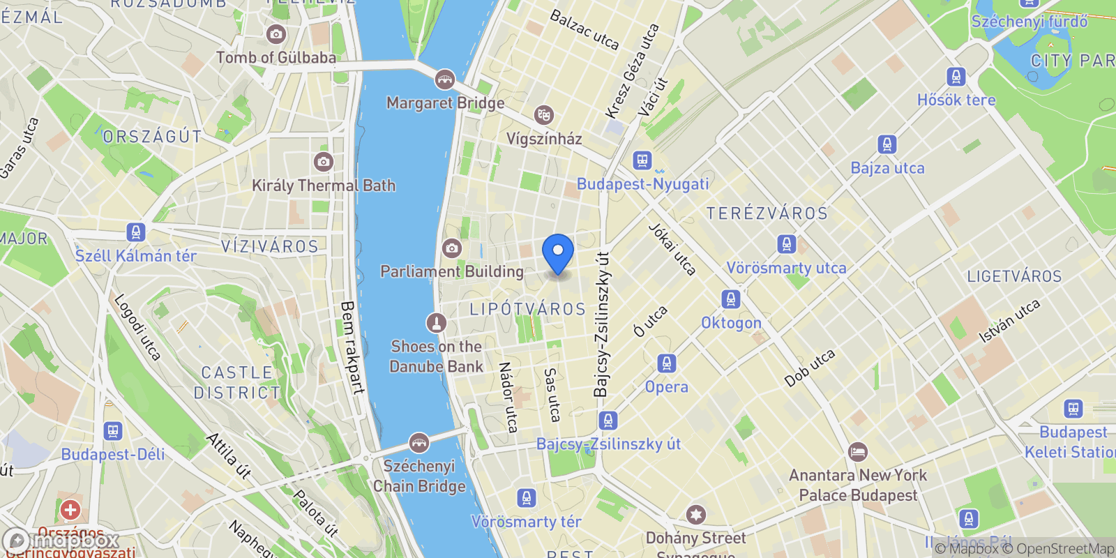 Map showing Hold utca, Budapest, Budapest, Hungary.