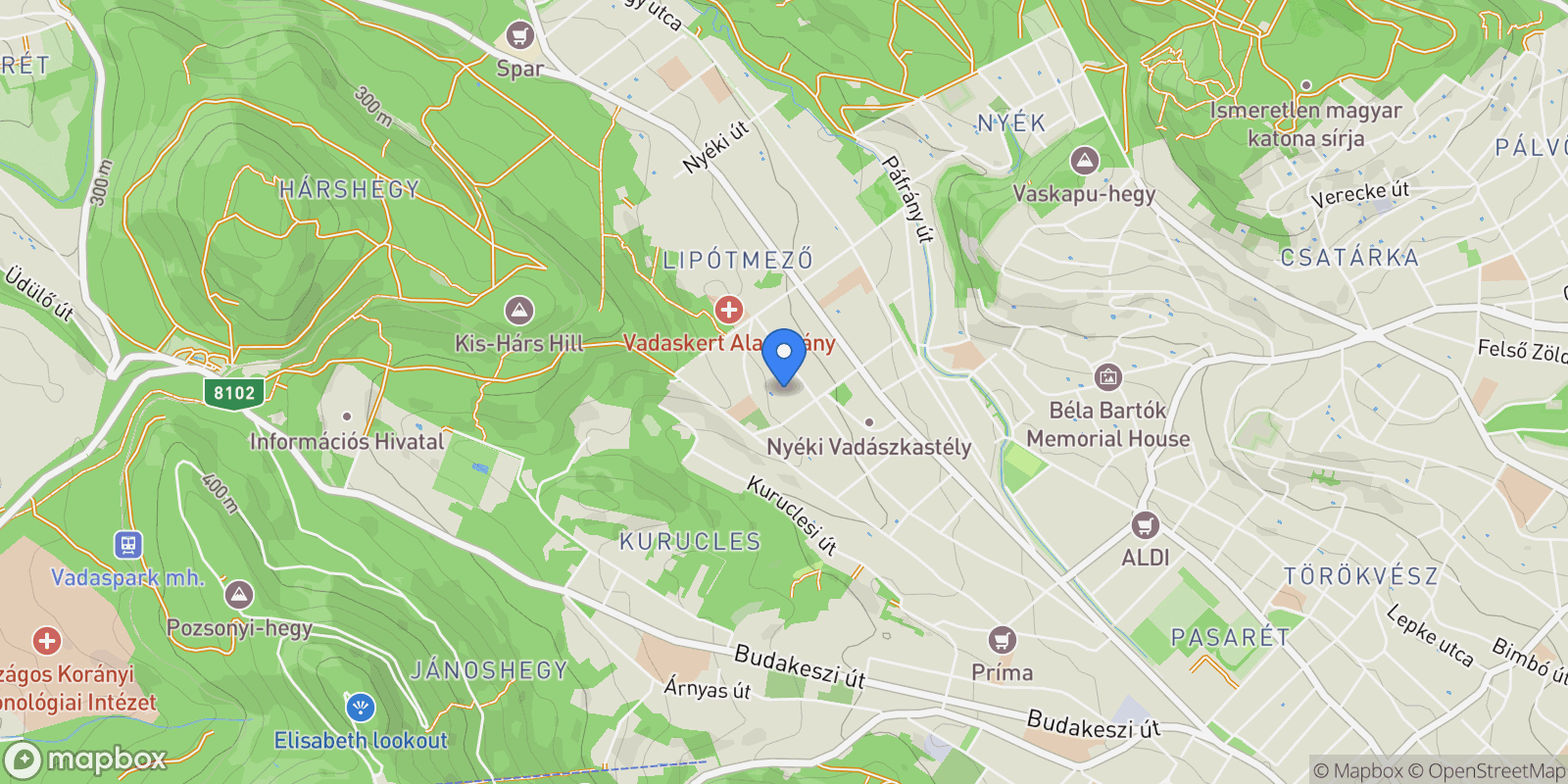 Map showing Völgy utca, Budapest, Hungary.