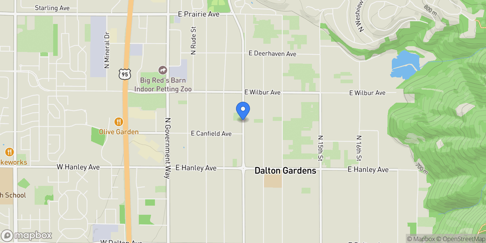Map showing 6875 N Coeur Terre Blvd, Coeur d'Alene, ID 83815, Coeur d'Alene, Idaho, United States.