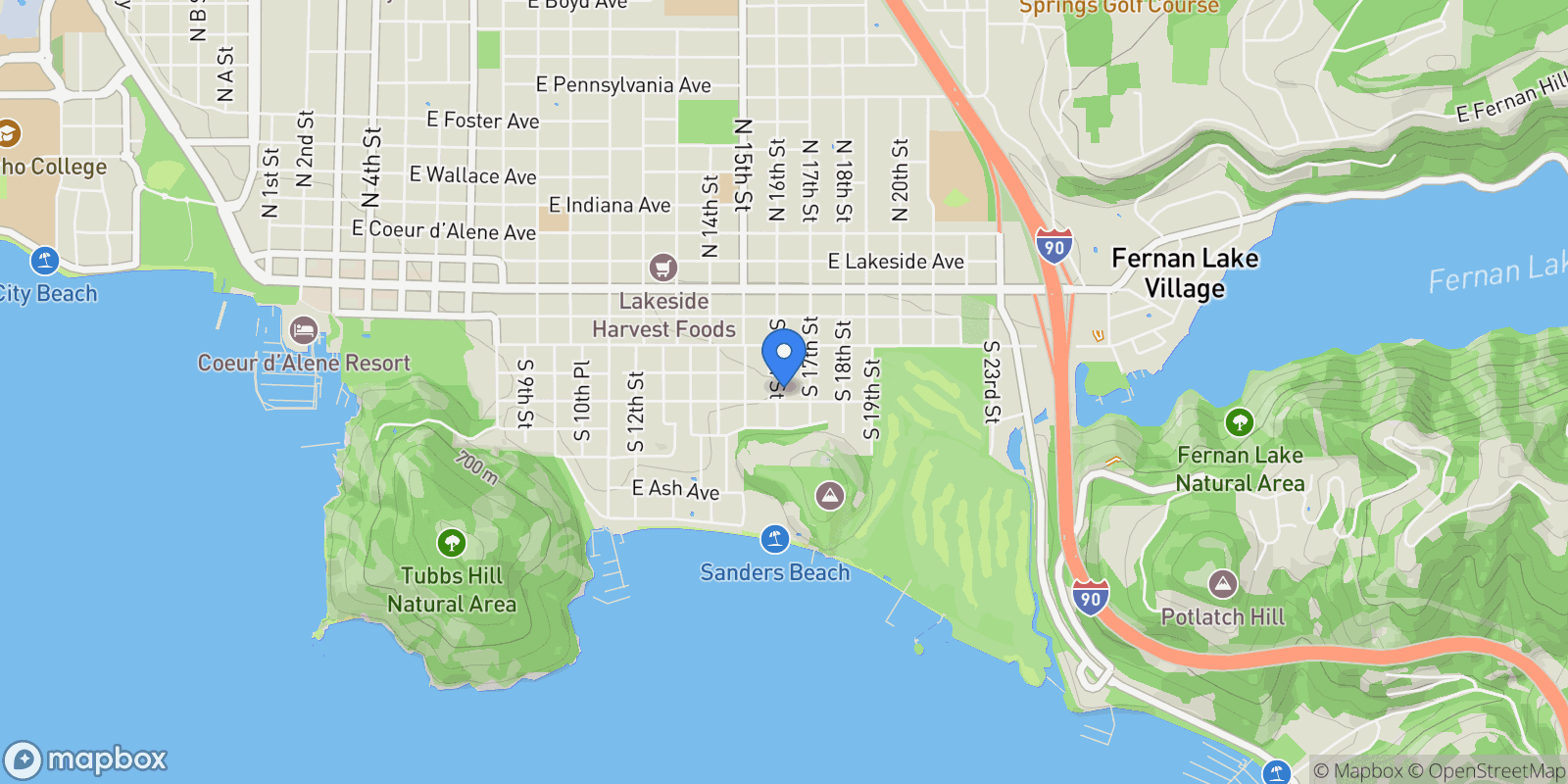 Map showing 324 S 16TH ST, Coeur d'Alene, ID 83814, Coeur d'Alene, Idaho, United States.