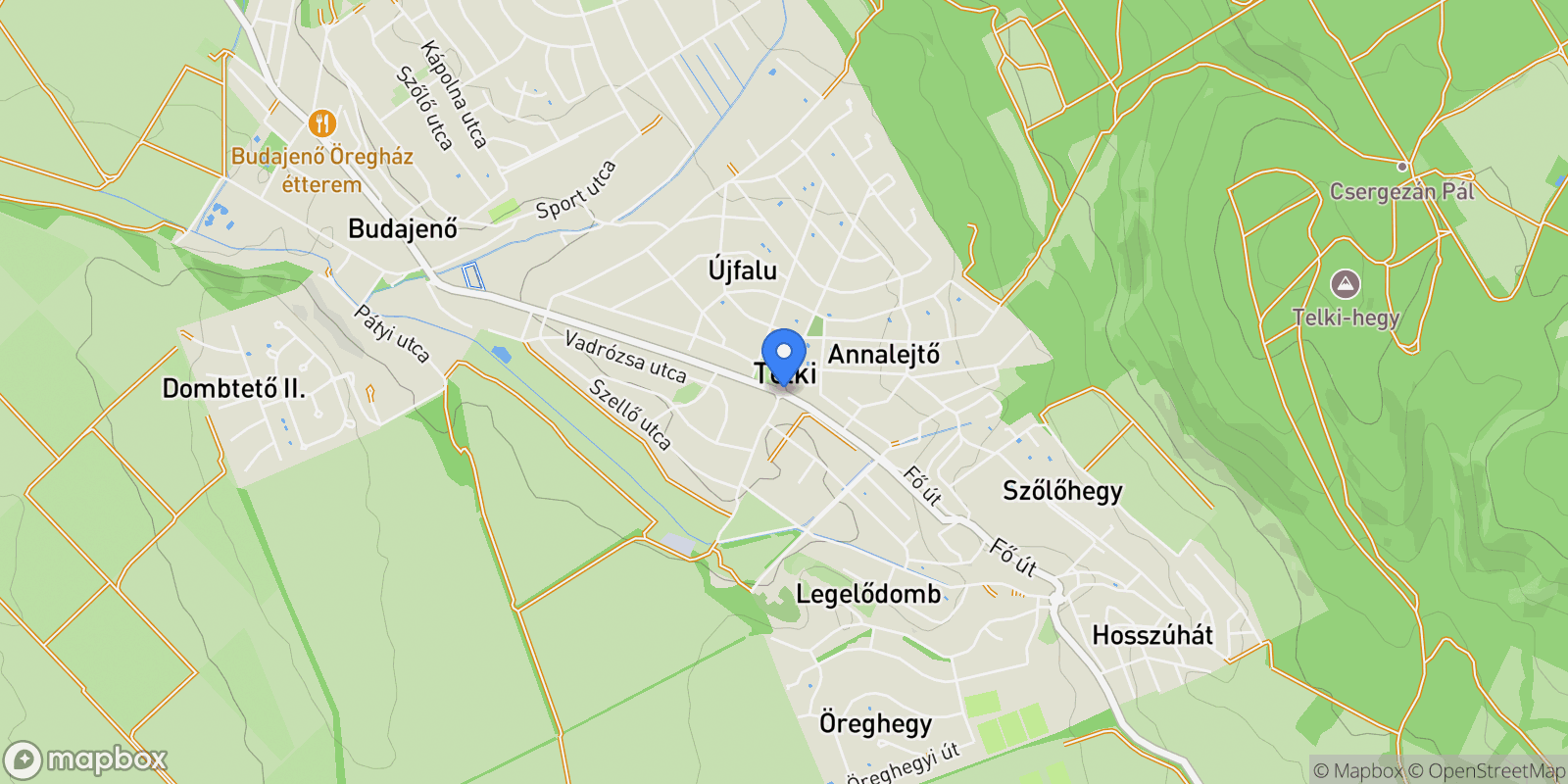 Map showing Zápor, Telki, Pest County, Hungary.