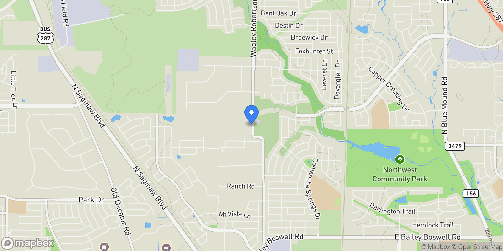 Map showing 8751 Wagley Robertson Road, Fort Worth, TX 76131, Fort Worth, Texas, United States.