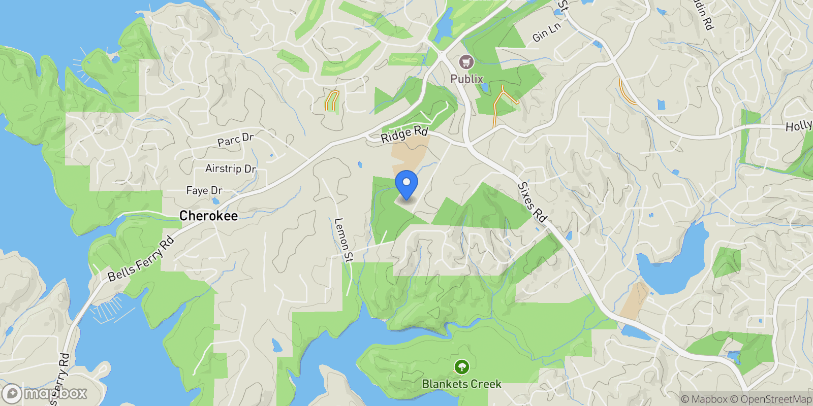 Map showing 444 Pineview Drive, Canton, Georgia, United States.