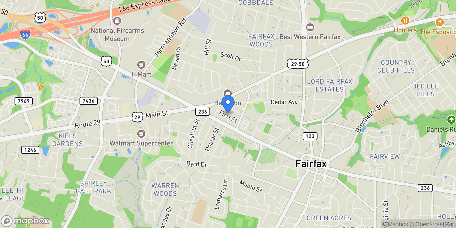 Map showing 3954 WALNUT ST STREET, FAIRFAX, VA 22030, Fairfax, Virginia, United States.