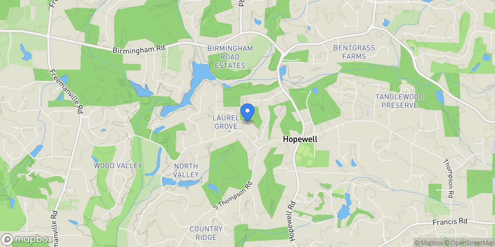 Map showing 2270 Dinsmore Road, Milton, Georgia, United States.