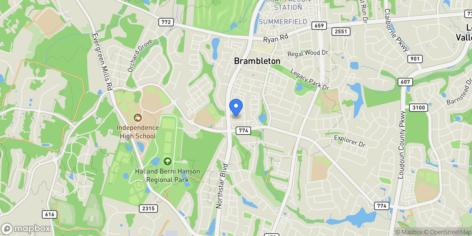 Map showing 42283 ASHMEAD TER TERRACE, BRAMBLETON, VA 20148, Broadlands, Virginia, United States.